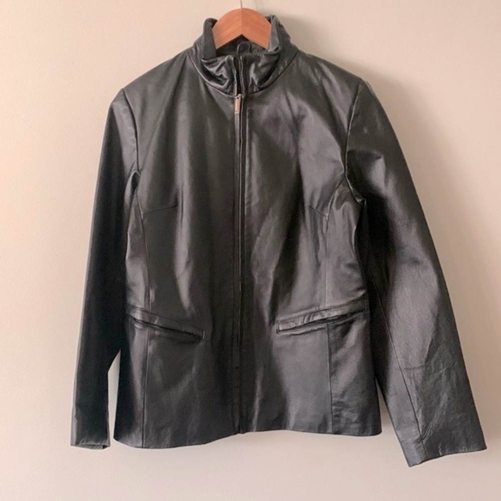 New York and Company Black Leather Jacket S